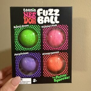 NeeDoh Teenie Fuzz Ball Nee Doh Fidget Toy Schylling Velvet Squeeze 4 Pack NEW